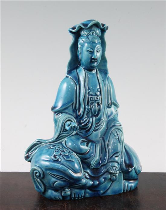 A Chinese turquoise glazed model of Puxian, 19th century, 21cm